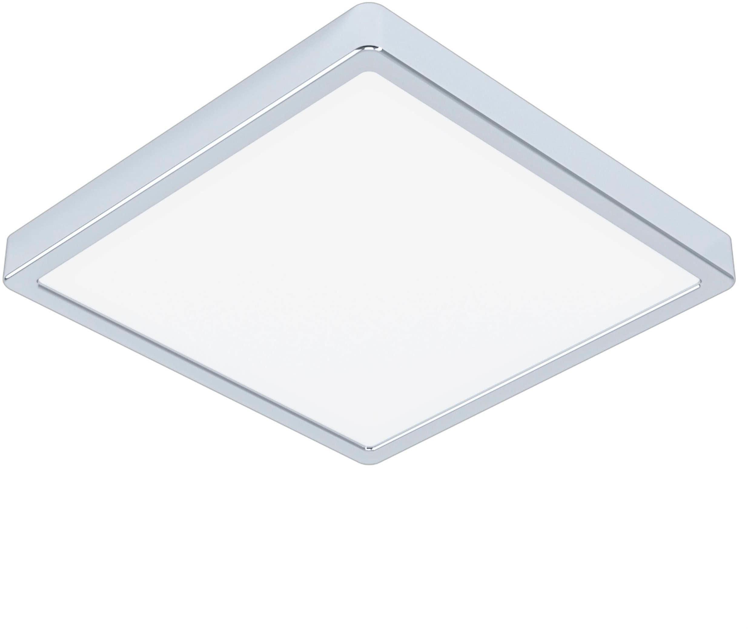 EGLO Aufbauleuchte "Fueva 5 Deckenlampe, Badlampe, Stahl und Kunststoff, chrom, weiß, IP44", silberfarben, 1, H: 3cm, 1 Stk., Leuchten, Ø 28,5 cm, Auf