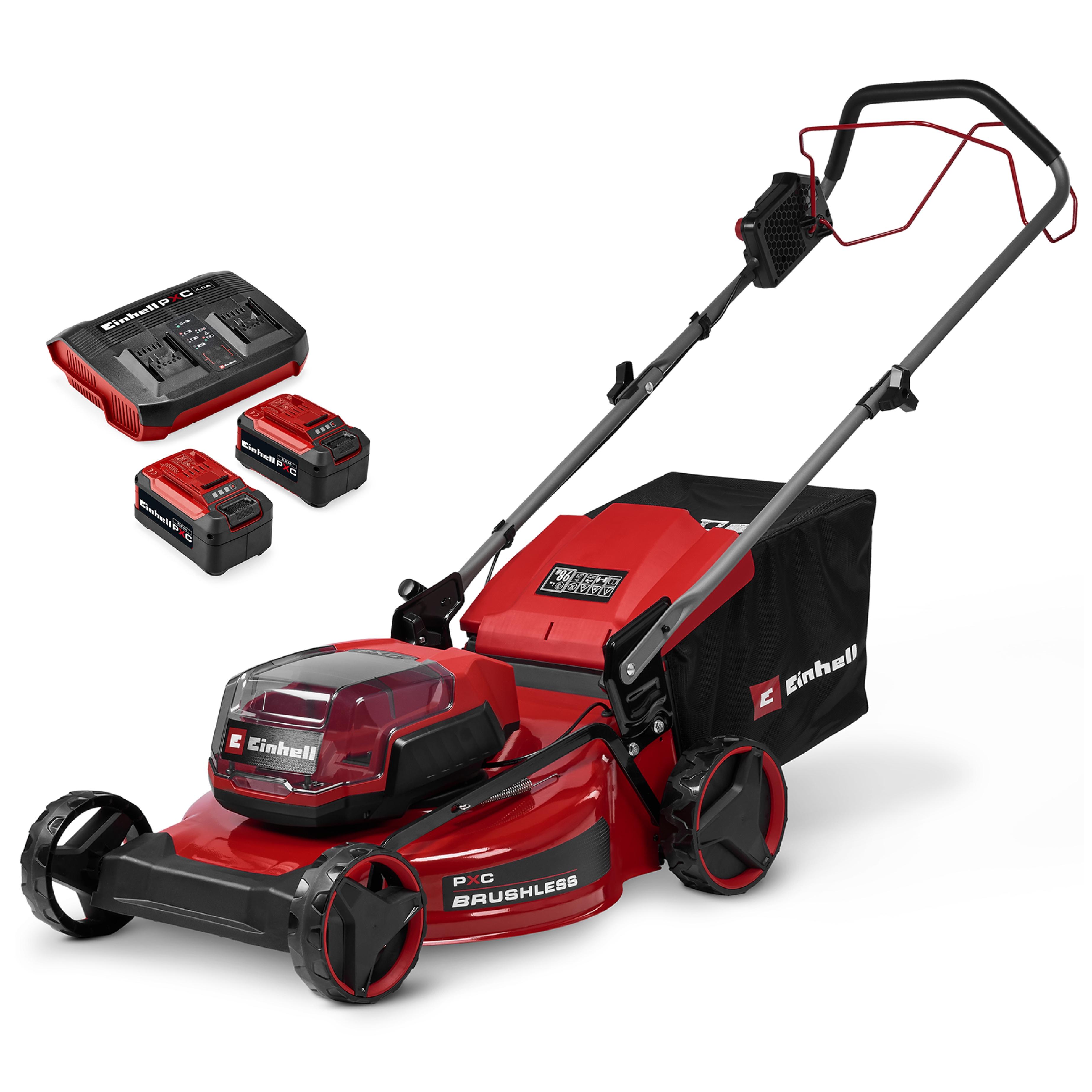 Akkurasenmäher EINHELL “GC-CM 36/51 S Li BL (2×5,2Ah)”, rot, schwarz, B:57,8cm H:44cm, Rasenmäher, Inkl. 2 Akkus und Twincharger