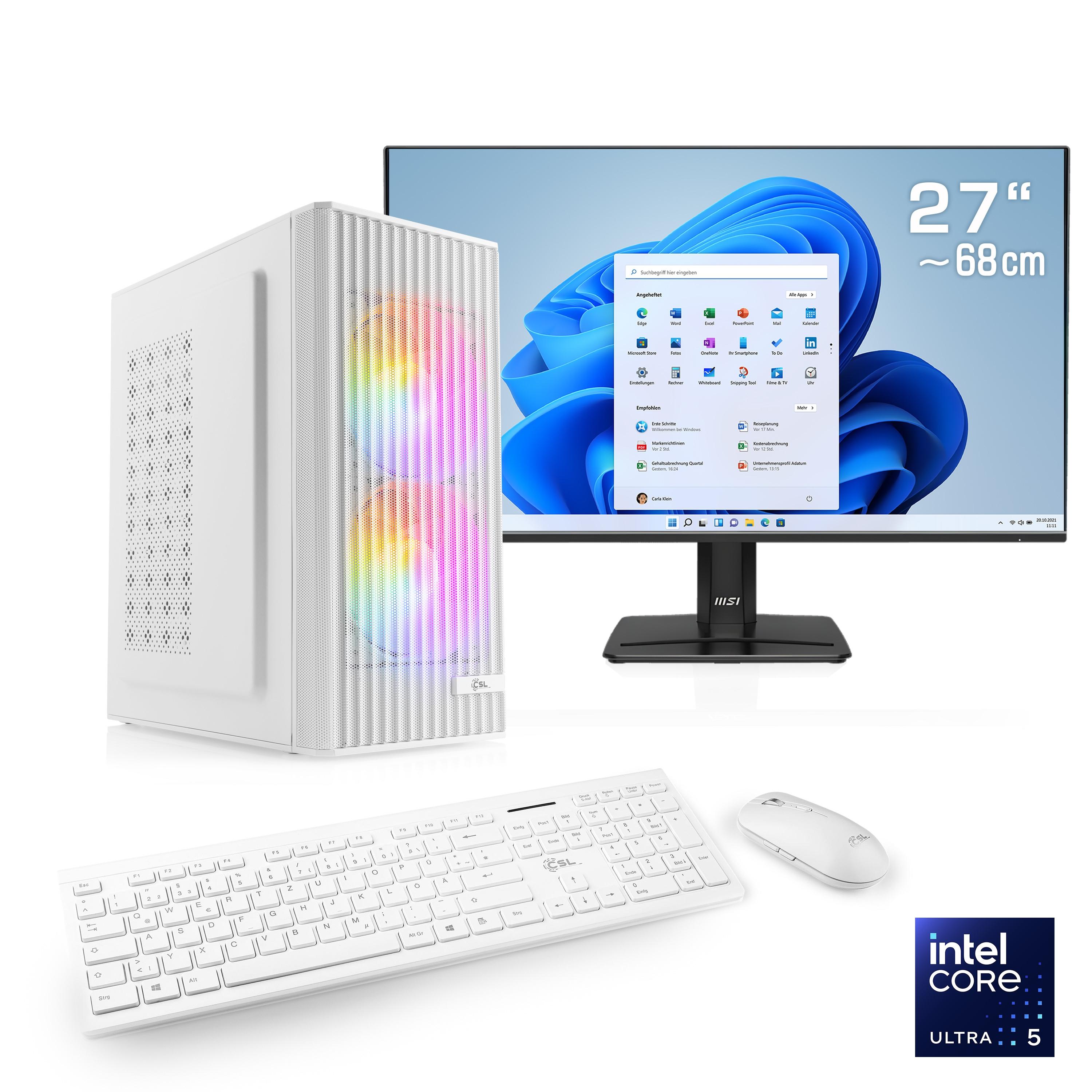 CSL Gaming-PC-Komplettsystem “Spectrum V25256W”, Energieeffizienz: E (A-G), weiß, Microsoft Windows 11 Home (64 Bit), 32 GB RAM 1.000 GB