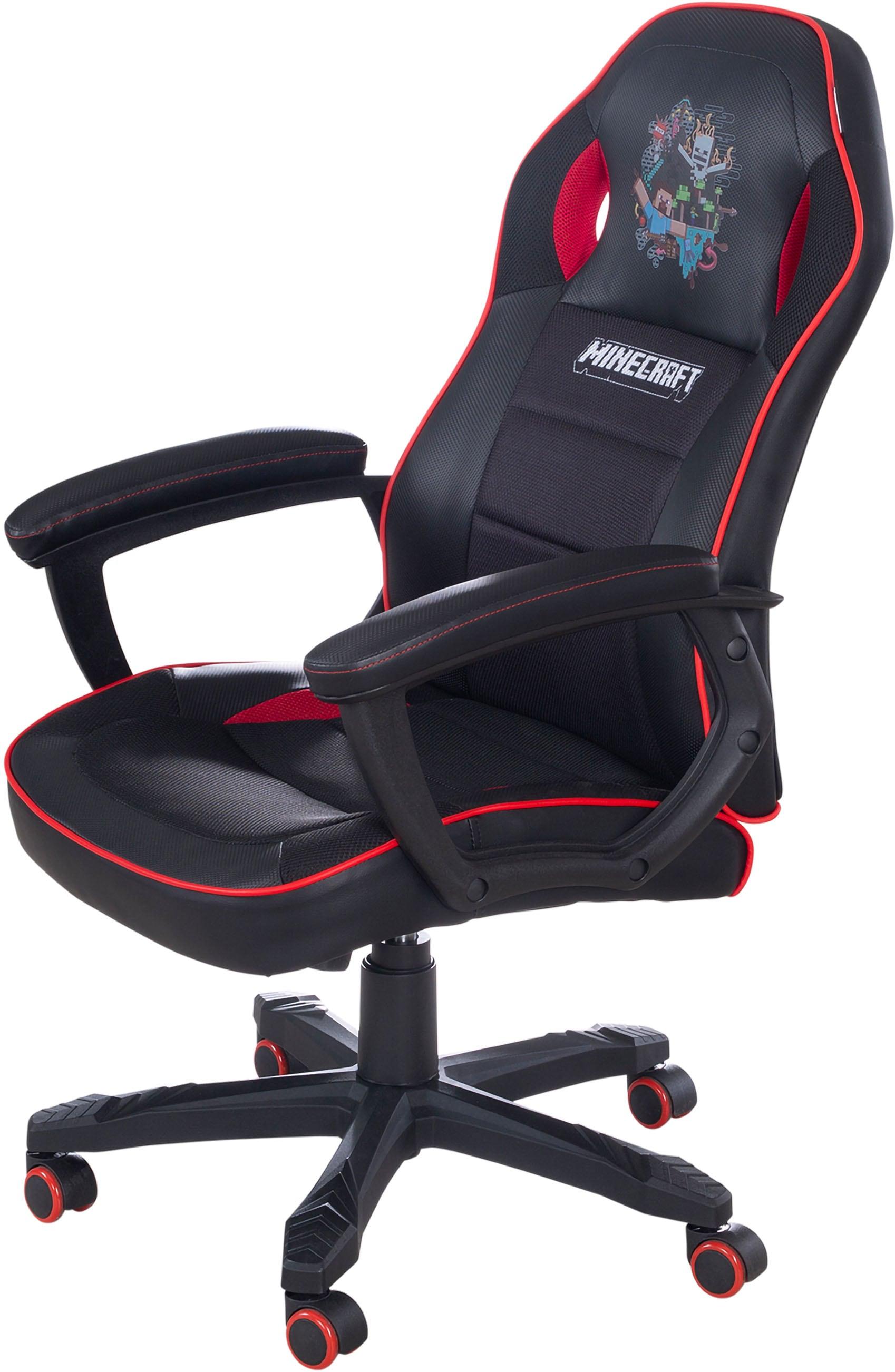 Gaming-Stuhl PHOENIX, schwarz, B:62cm H:108,5cm T:66,5cm, Kunststoff, Metall, Polyester, Stühle, Gaming-Stuhl, rote Absetzungen, Racing
