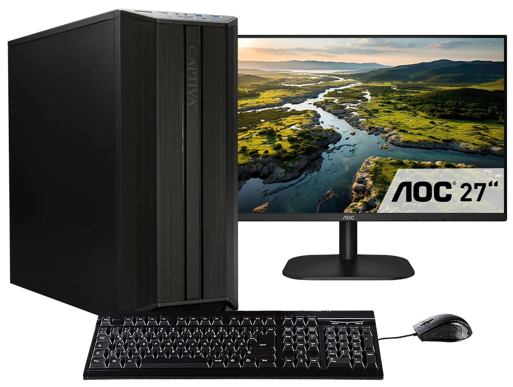 CAPTIVA Business-PC-Komplettsystem “Workstation I75-776 TFT Bundle”, Energieeffizienz: E (A-G), schwarz, ohne Betriebssystem, 32 GB RAM