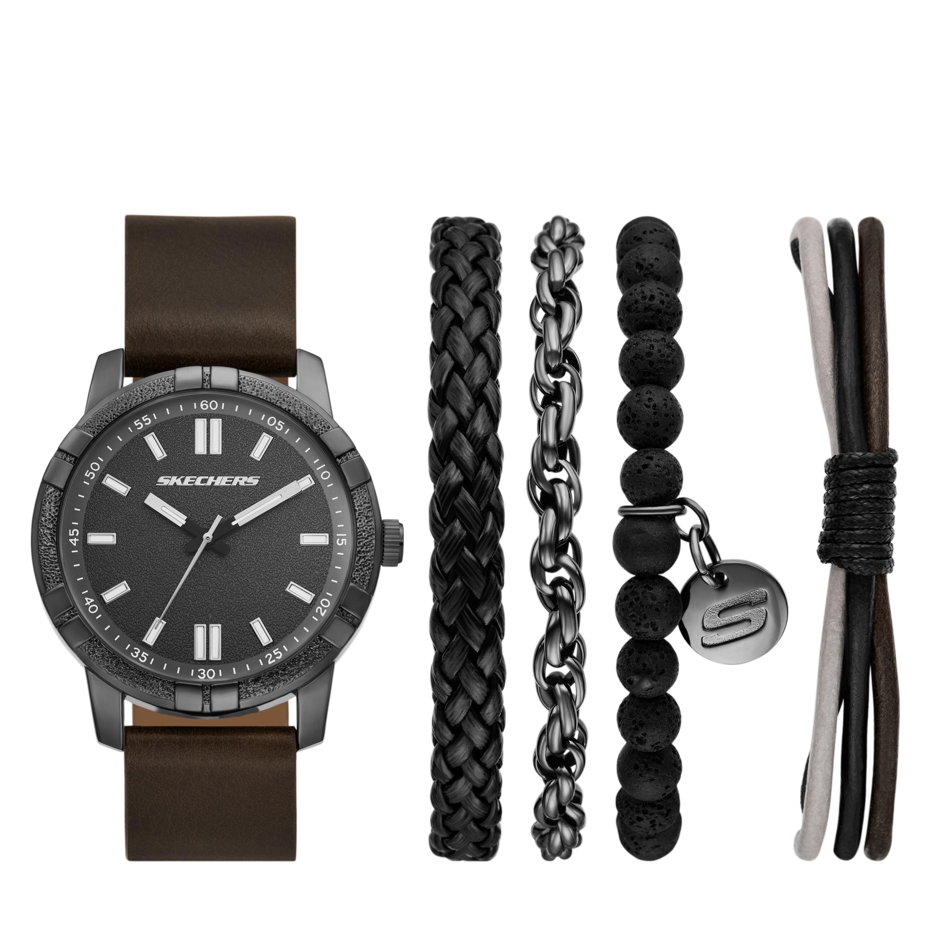 Quarzuhr SKECHERS “Beachy Stackable”, dunkelbraun, schwarz, Armbanduhren