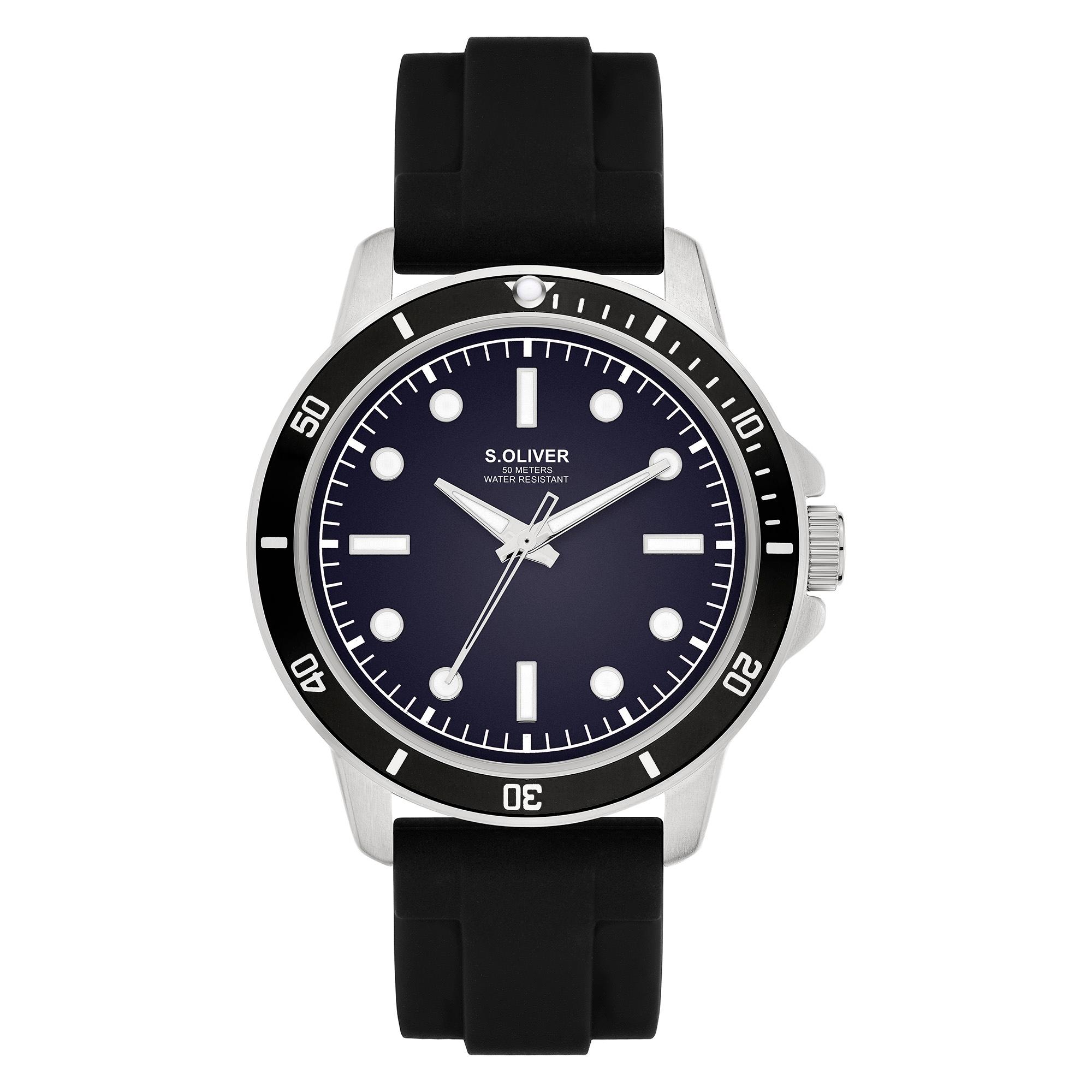 Quarzuhr S.OLIVER “Elegant Silicone”, schwarz, blau, Armbanduhren