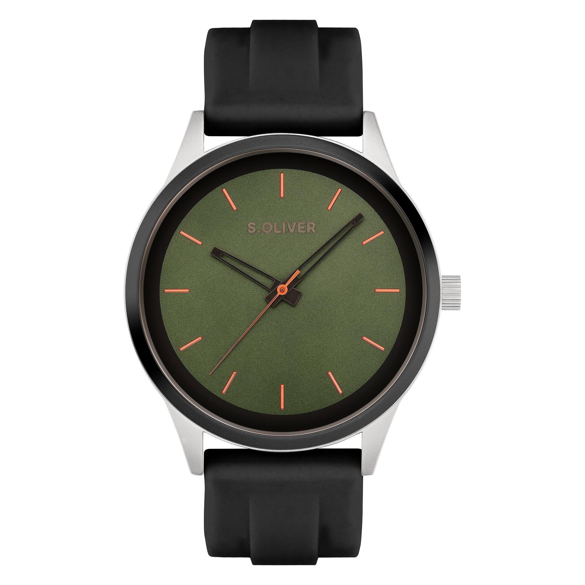 Quarzuhr S.OLIVER “Sport Silicone”, schwarz, grün, Armbanduhren