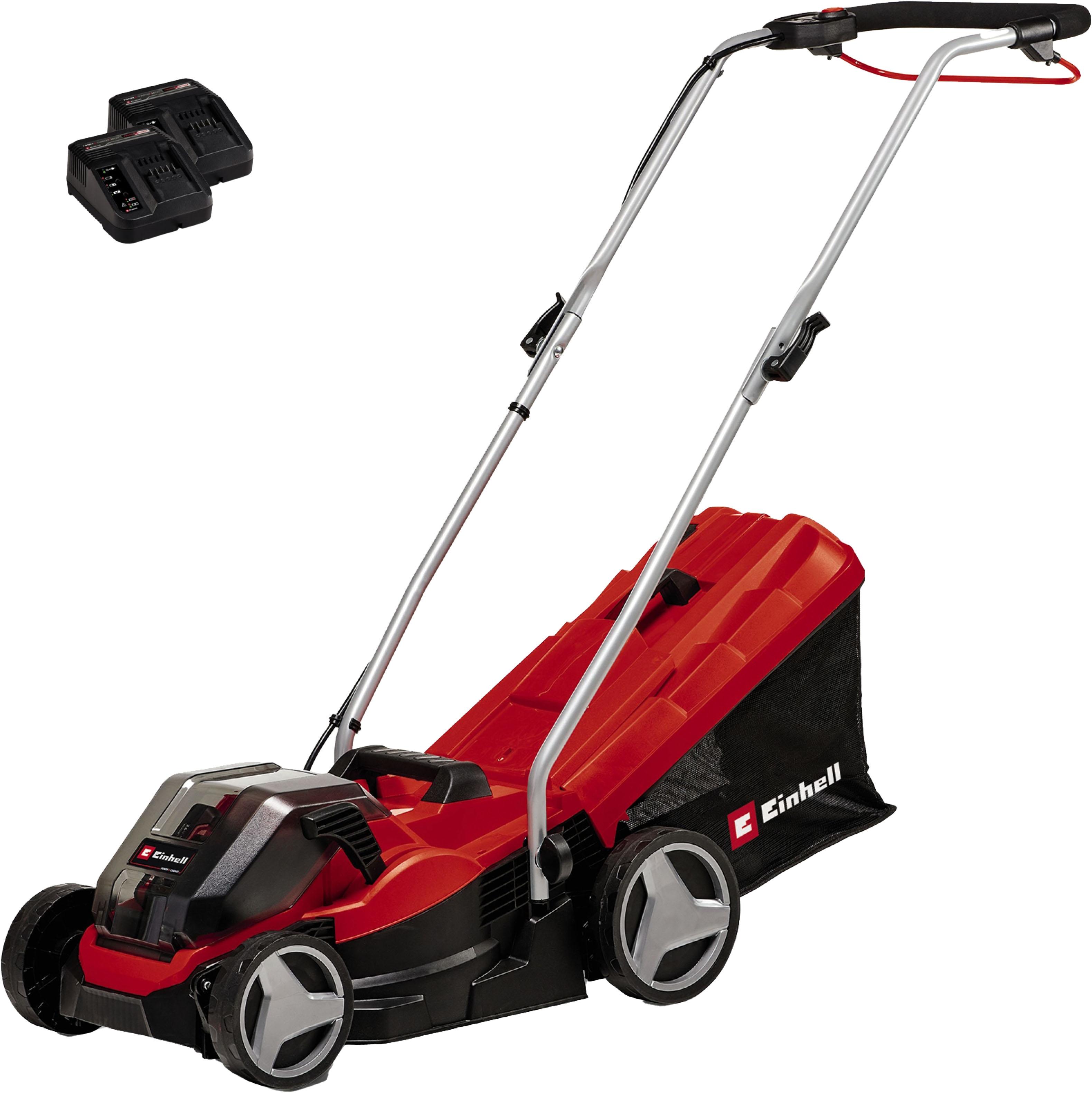 Akkurasenmäher EINHELL “GE-CM 36/33 Li SET”, rot, B:41cm H:36cm T:69cm, Rasenmäher, mit 2 Akkus und Ladegerät