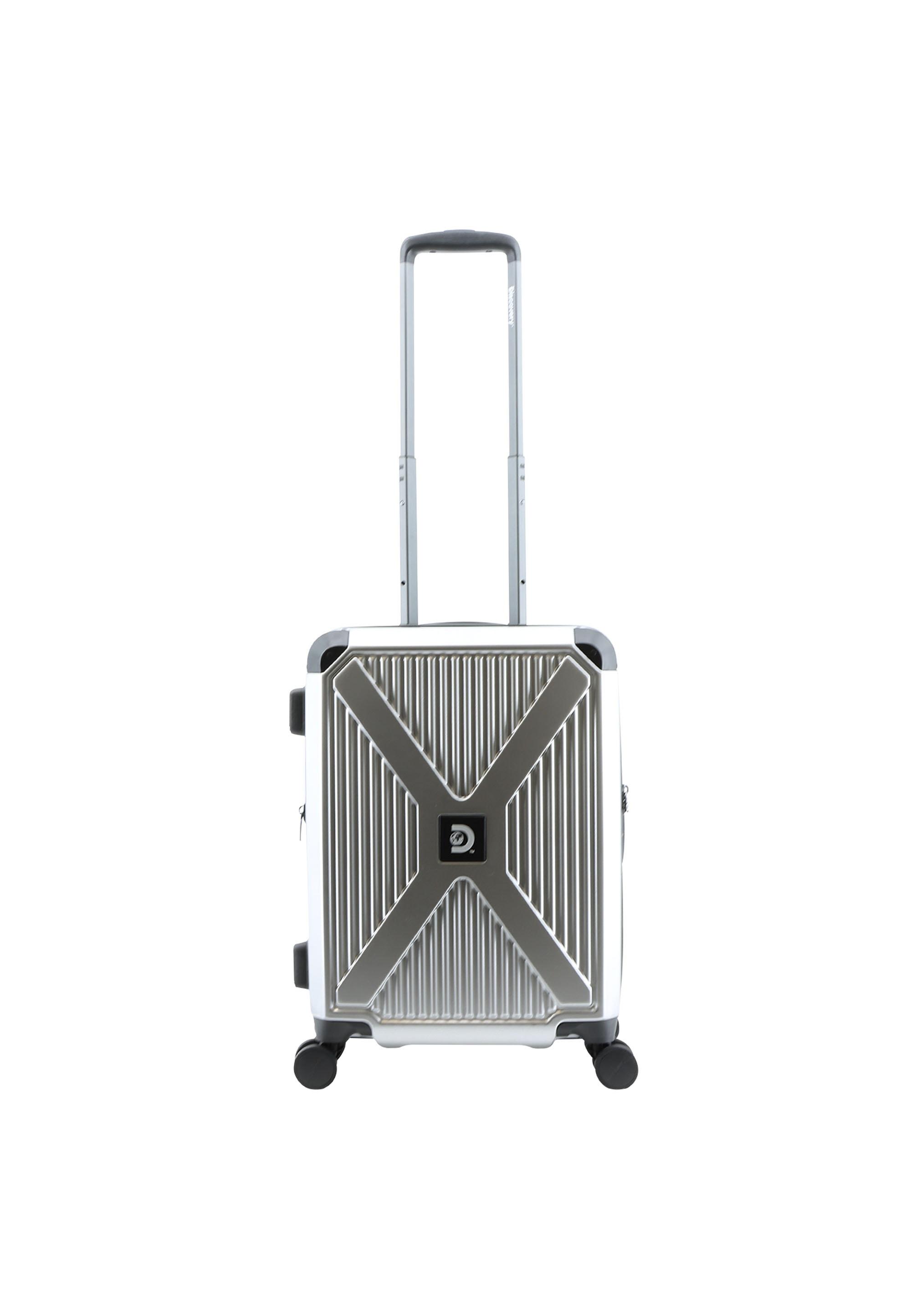 Koffer DISCOVERY "Crossroad", Gr. B/H/T: 39cm x 55cm x 23,5cm, silber (silberfarben), Polyester, mehrfarbig, Koffer, aus robustem Polycarbonate