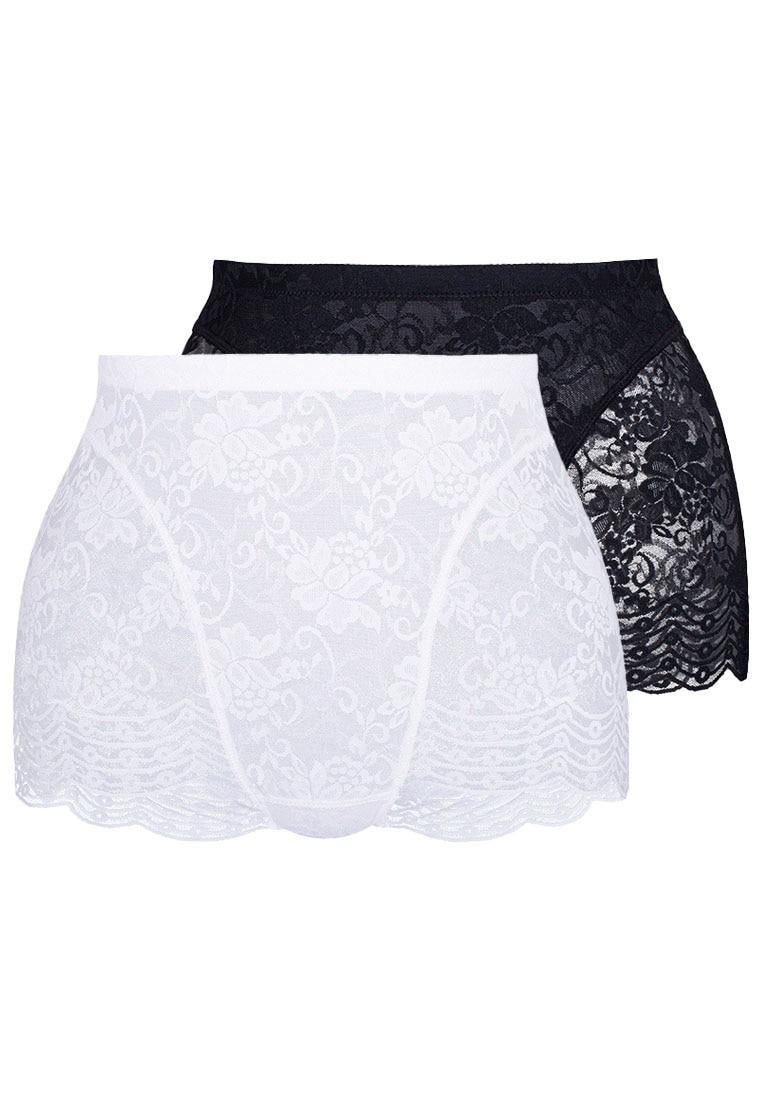 Shapingpants SASSA "Functional Lace", Damen, Gr. 100, schwarz-weiß (weiß, schwarz), Spitze, Obermaterial: 89% Polyamid, 11% Elasthan, unifarben,