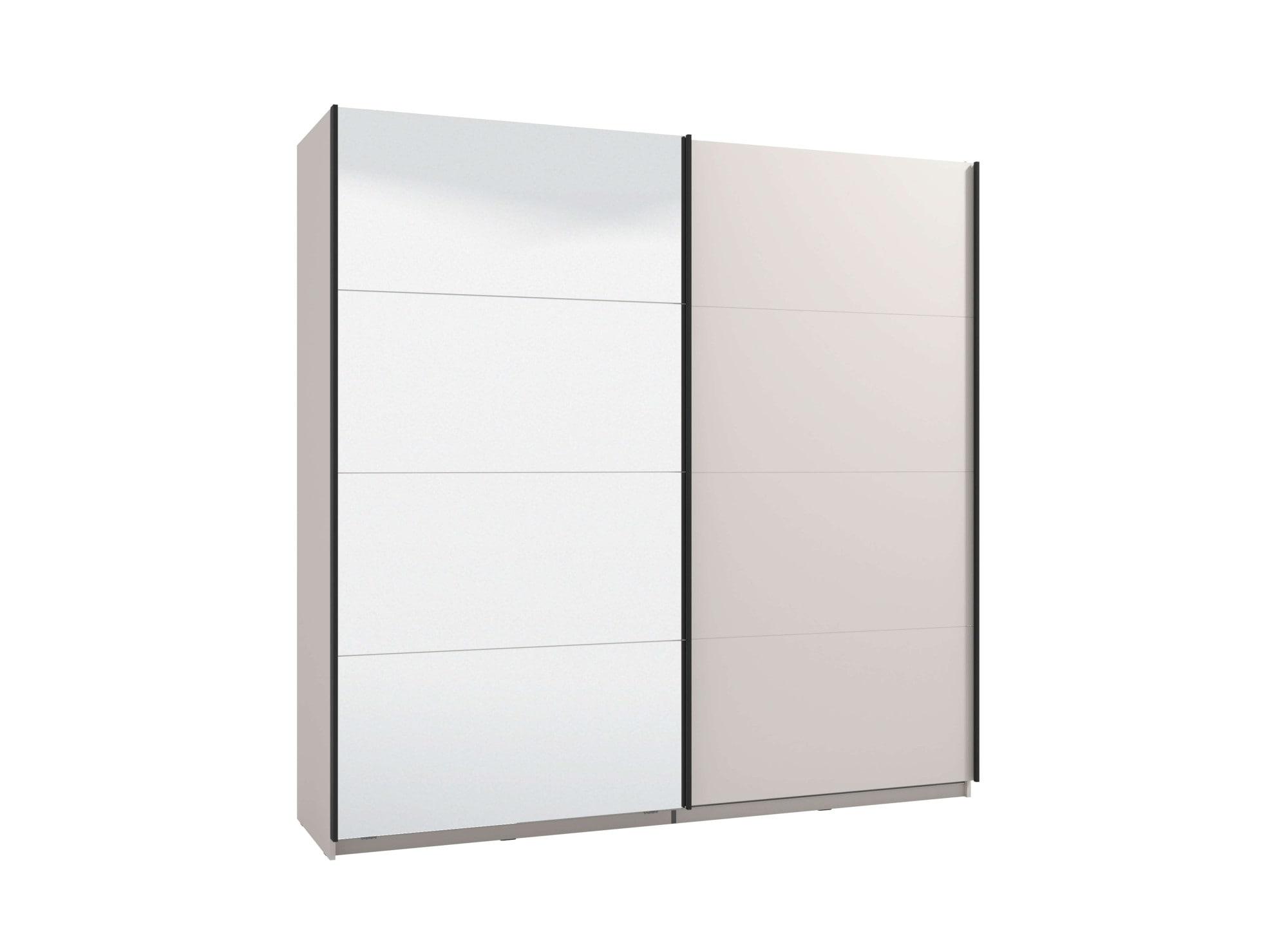 Schwebetürenschrank HOME AFFAIRE "Lucca, Kleiderschrank mit Spiegel und Glastür, FSC-zertifiziert", beige (cashmere), B:220cm H:217,5cm T:62cm,