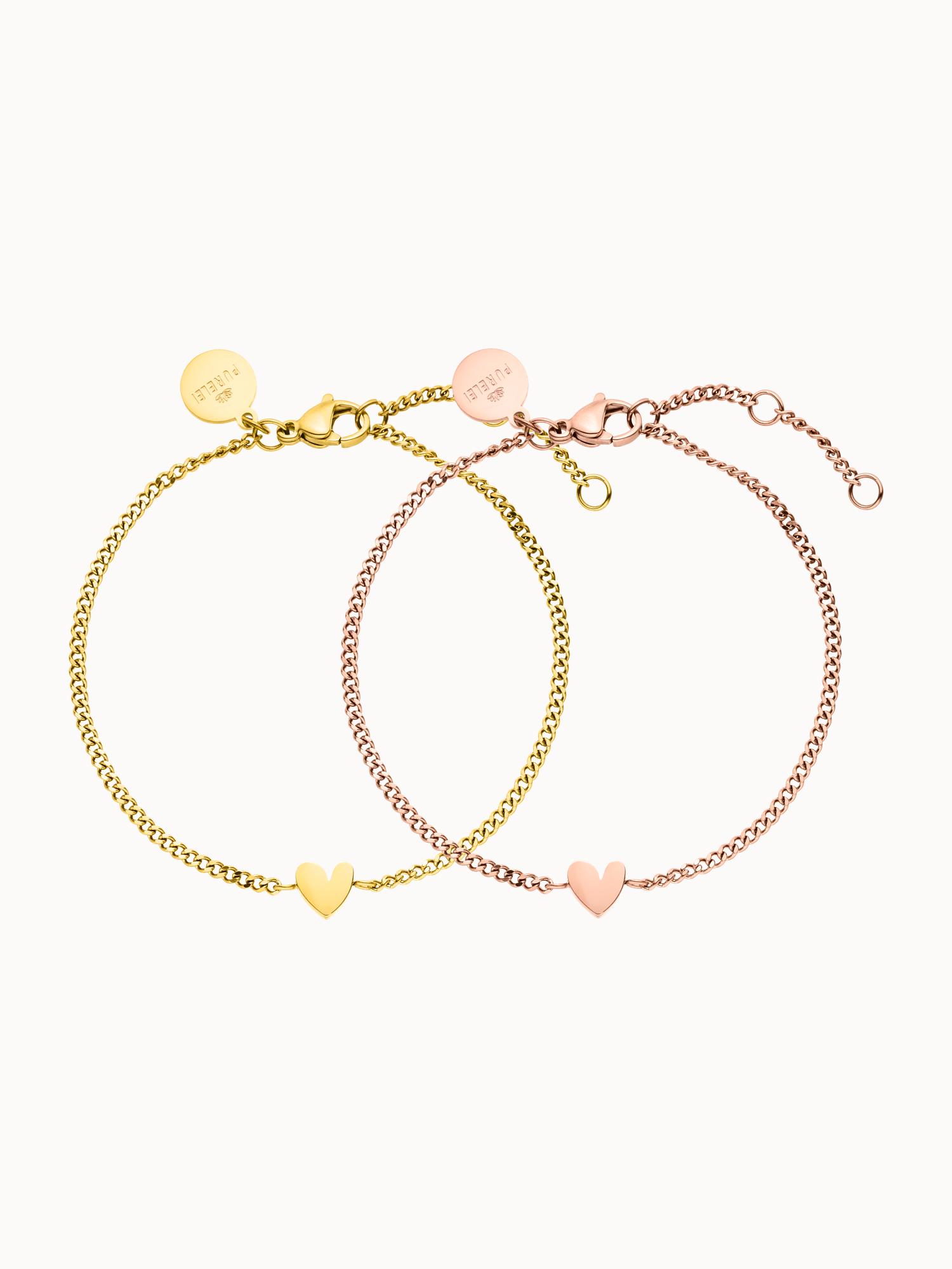 PURELEI Tiny Heart Armband Set