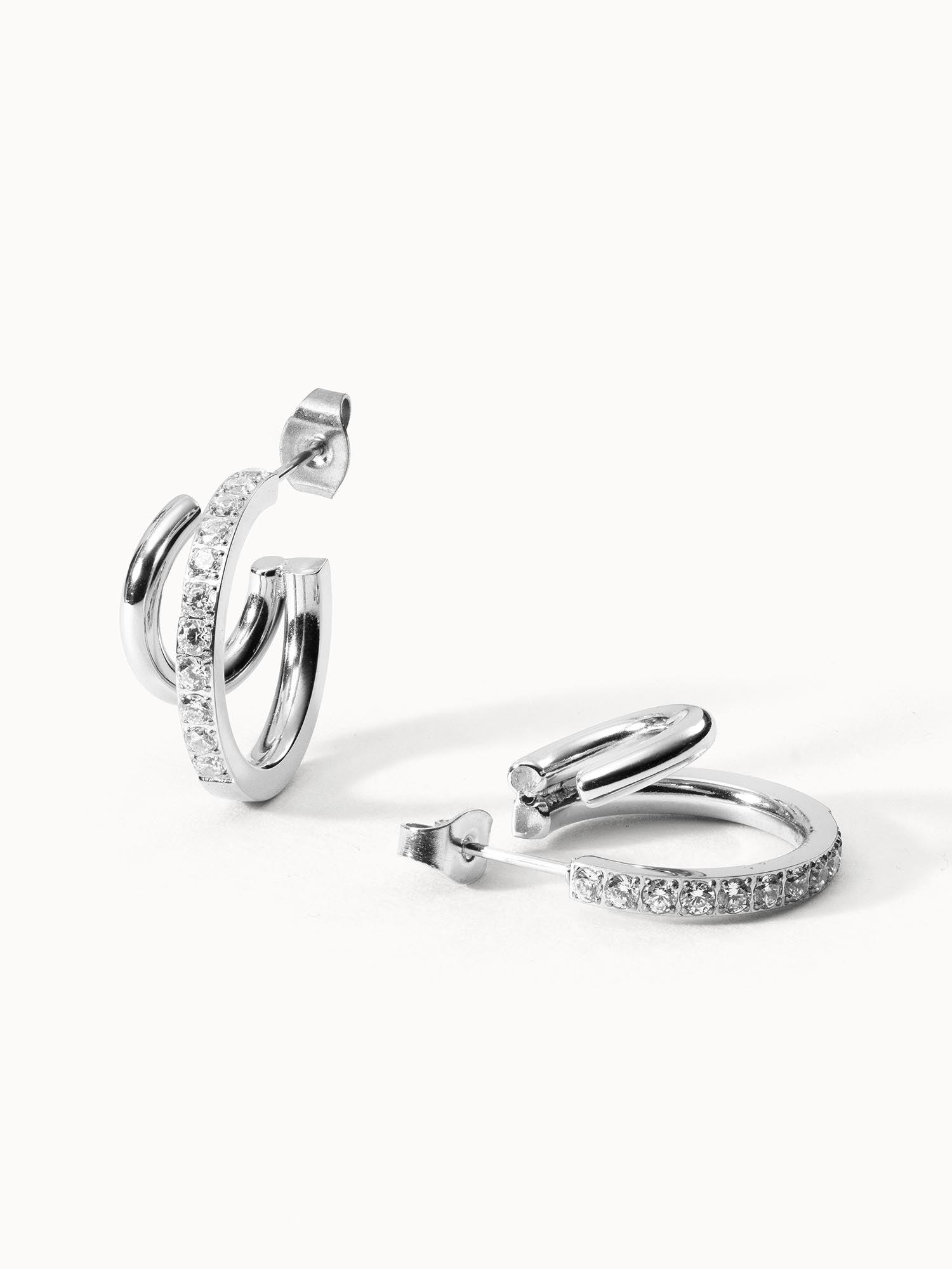 PURELEI Double Glitter Ohrringe mit Zirkonia Steinen