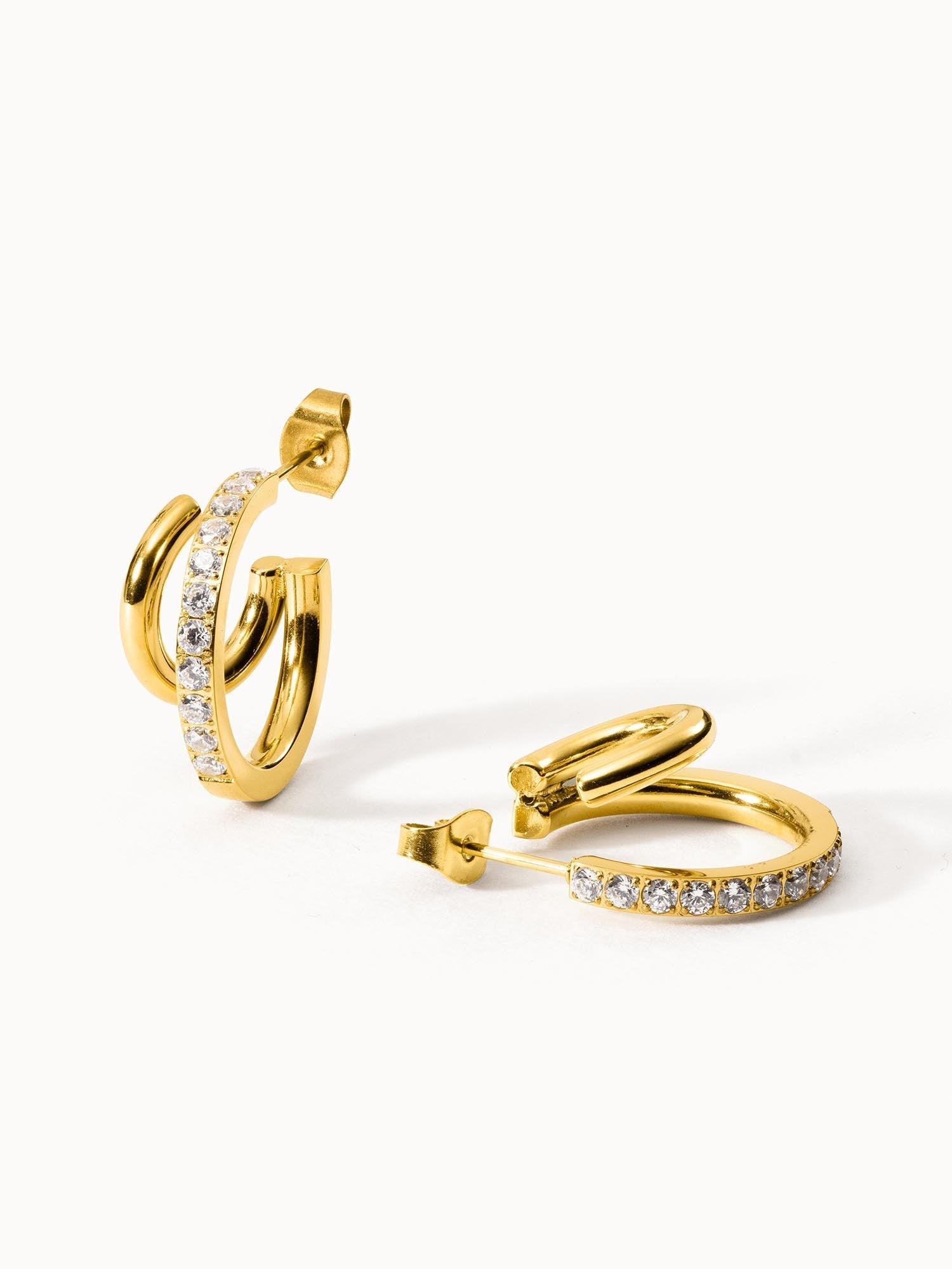 PURELEI Double Glitter Ohrringe mit Zirkonia Steinen