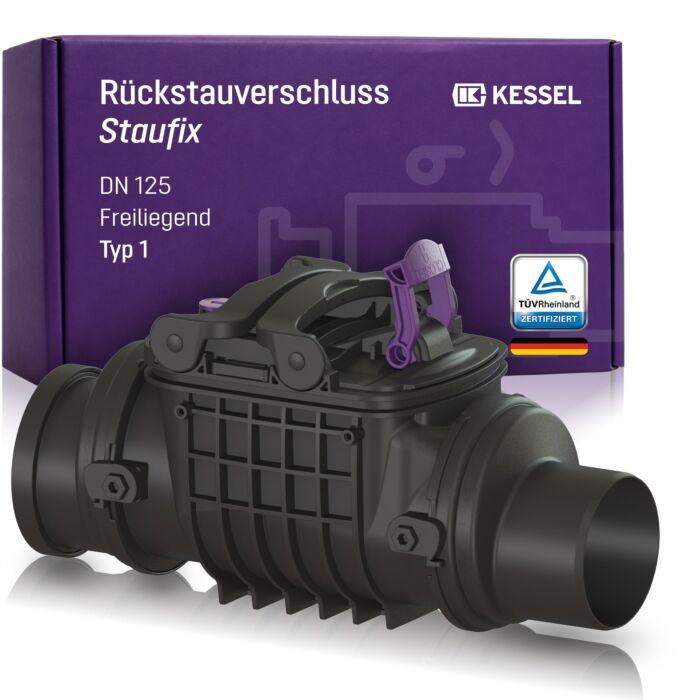Kessel Rückstauverschluss 720125 DN 125, L/H 515 x 306 mm, freiliegend, Kunststoff
