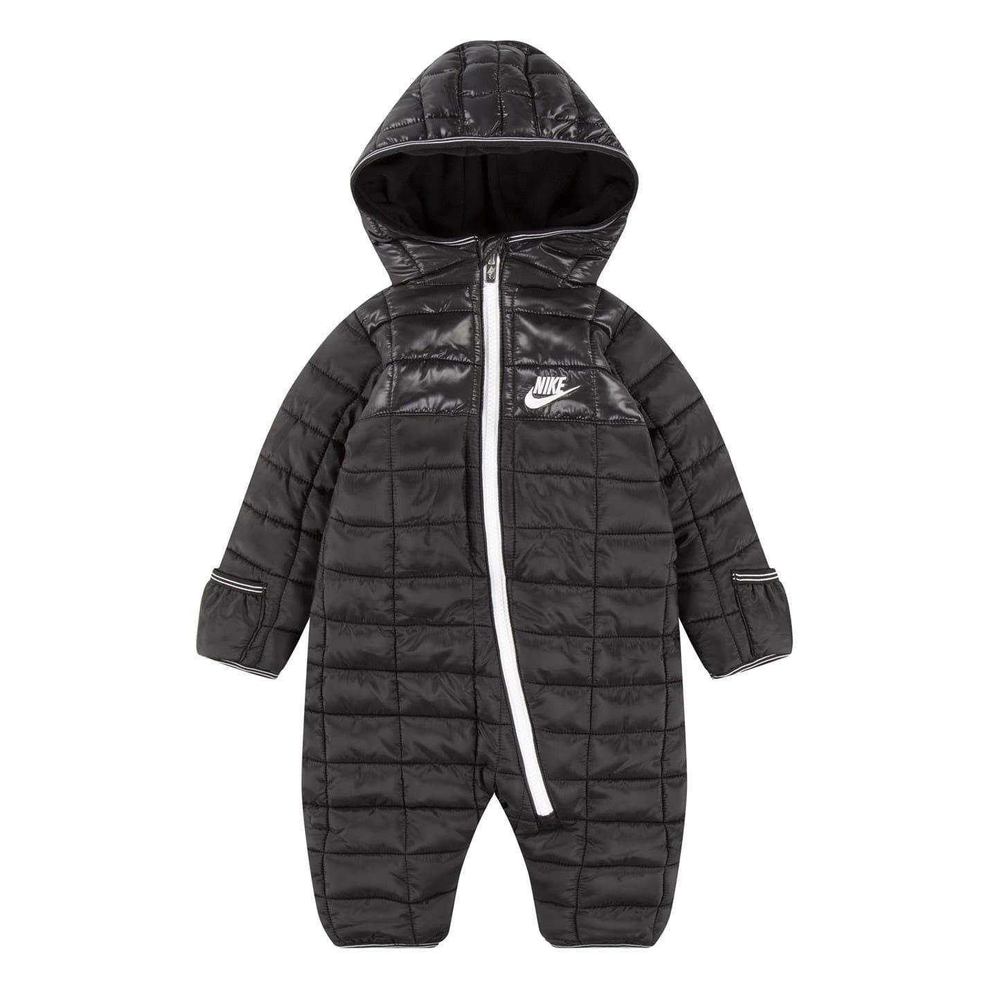 Nike Baby-sneeuwpak met capuchon, lange mouwen en geruit patroon (Zwart)