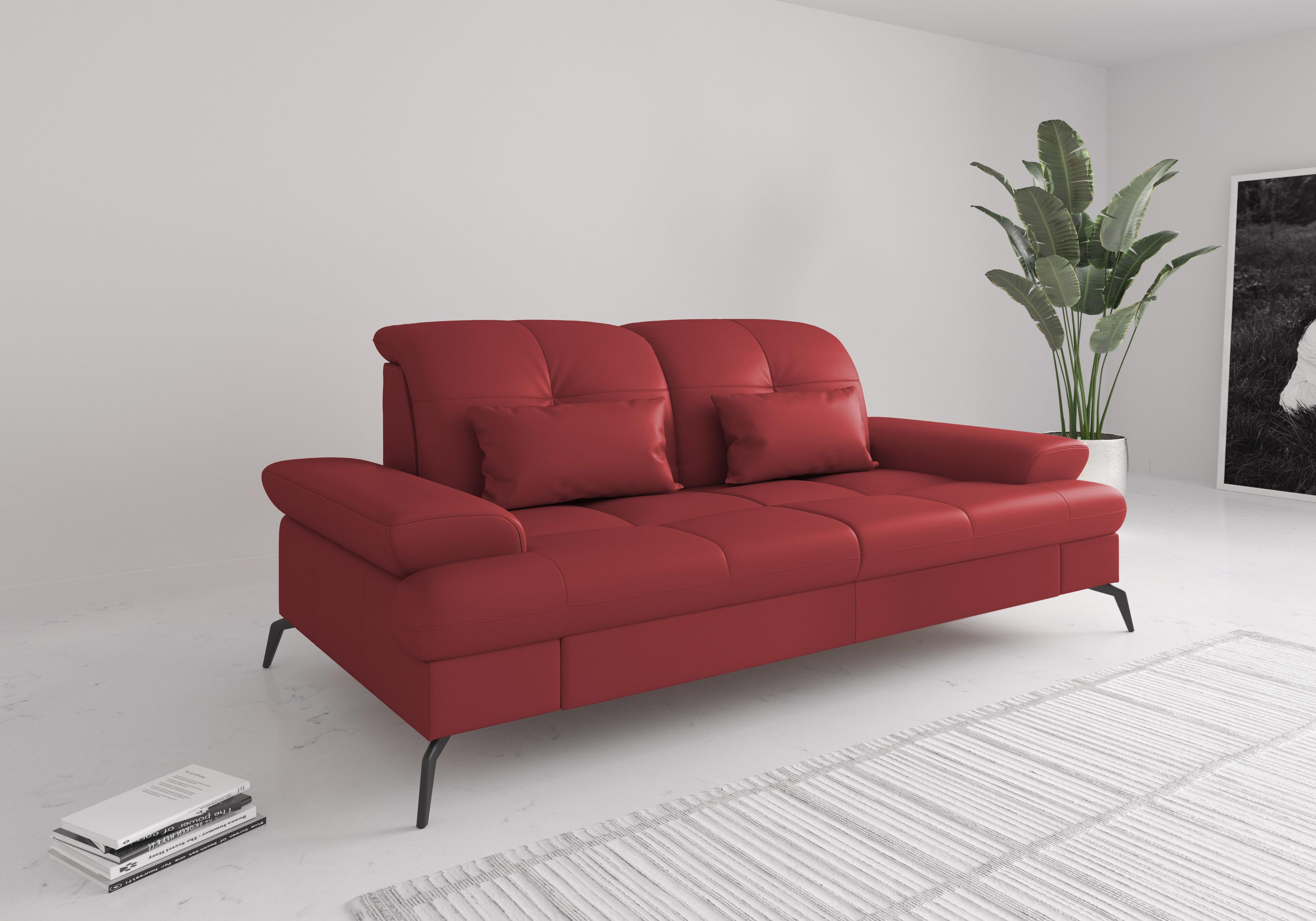 3-Sitzer SIT & MORE "Amica, inkl. Sitztiefenverstellung und Armteilverstellung", rot (feuerrot), B:212cm H:90cm T:122cm, Sofas, wahlweise mit