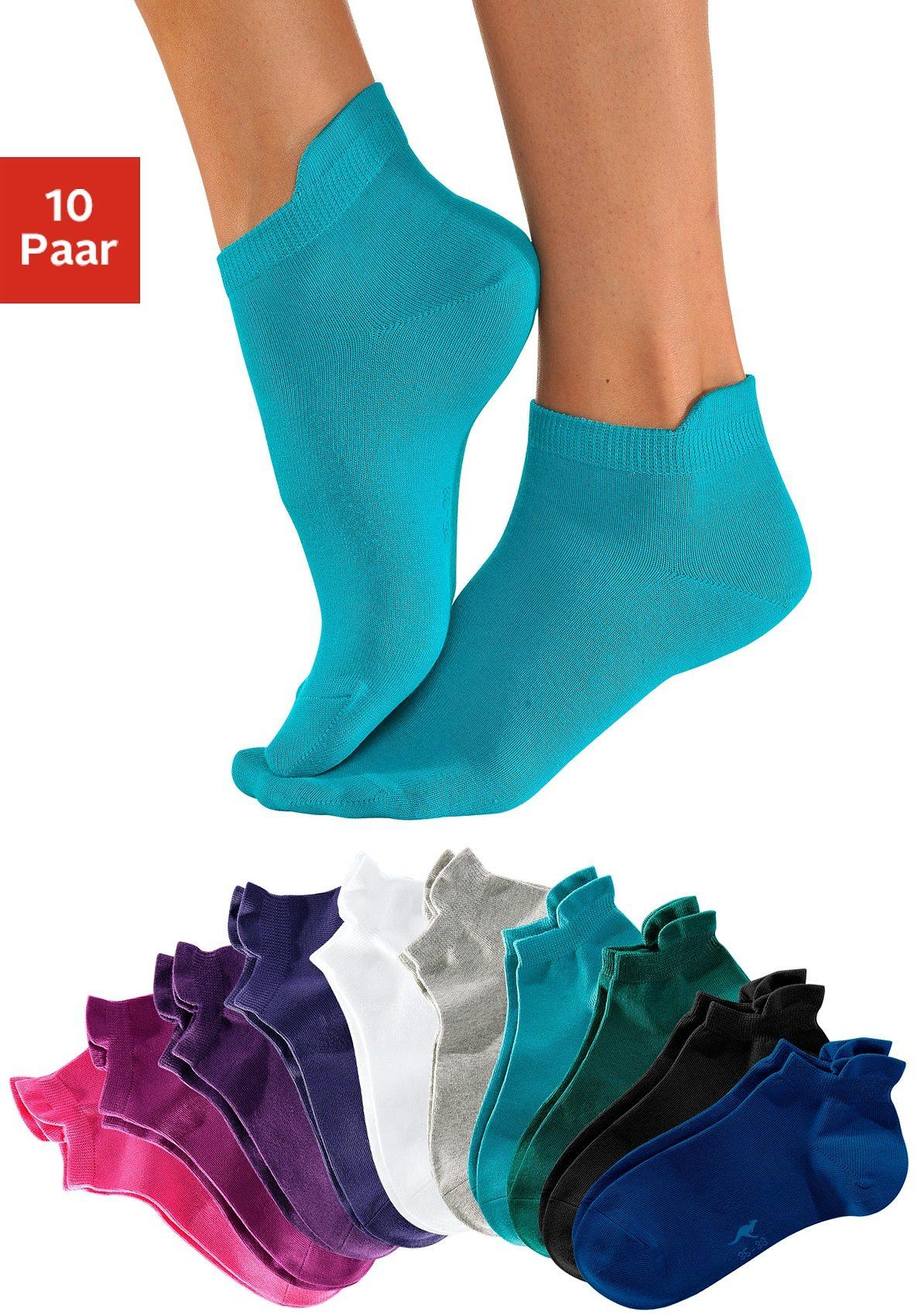 Sneakersocken KANGAROOS "Damen Sneaker Socken Kurze Socken Sportsocken Fitness Reisen Alltag", Damen, Gr. 35-38, bunt (himbeere * schwarz, pink,