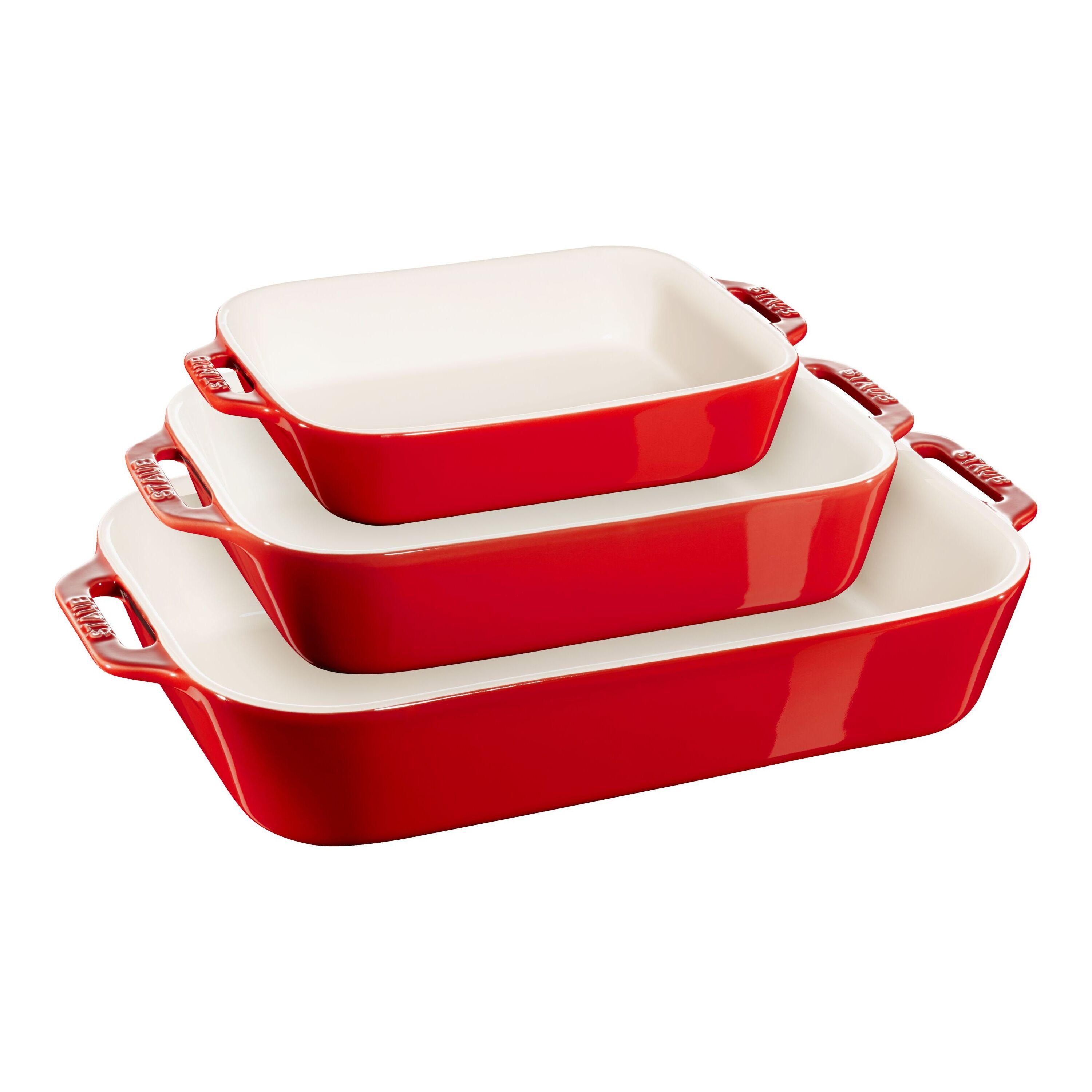 Staub Ceramique Ofenformenset 3-tlg, rechteckig, Kirsch-Rot, Keramik