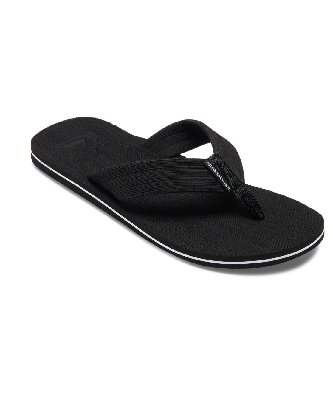 Sandale QUIKSILVER "Molokai Layback", Herren, Gr. 12(45), schwarz-weiß (schwarz, weiß, schwarz), Obermaterial: Synthetikmaterial / Außensohle: Moosgummi., Schuhe Sandale