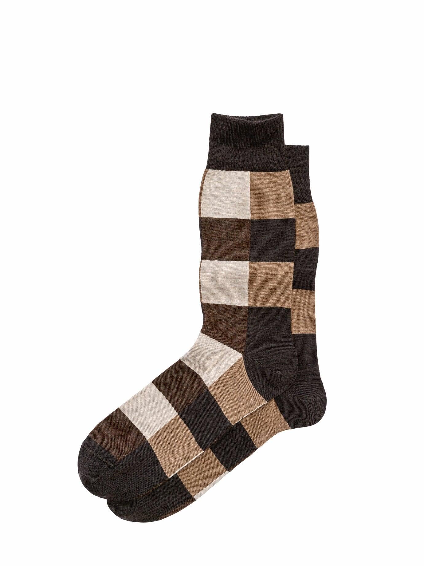 Corgi Herren Karo & Kakao-Socke Braun 63 % Wolle, 37 % Nylon
