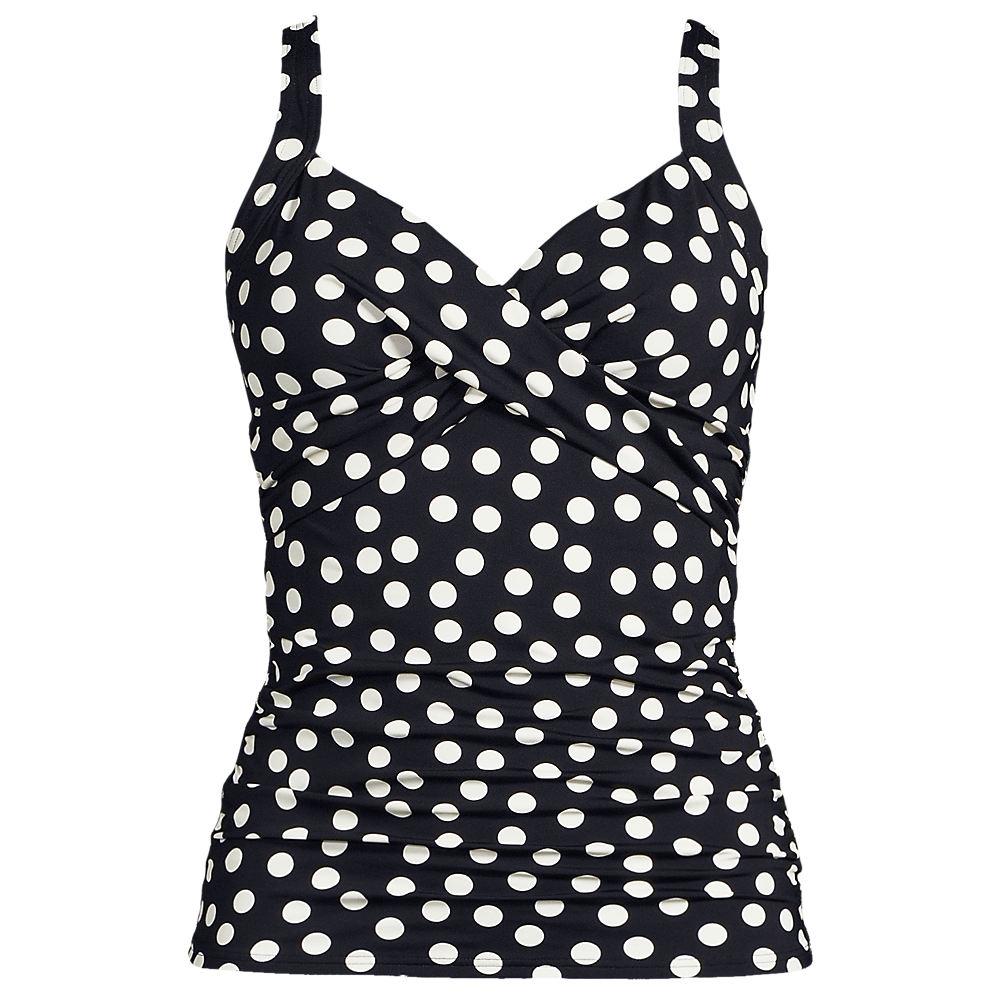 Tankinitop CHLORRESISTENT mit V-Ausschnitt für Damen, Damen, size: regular, Schwarz, Nylon-Mischung, by Lands' End