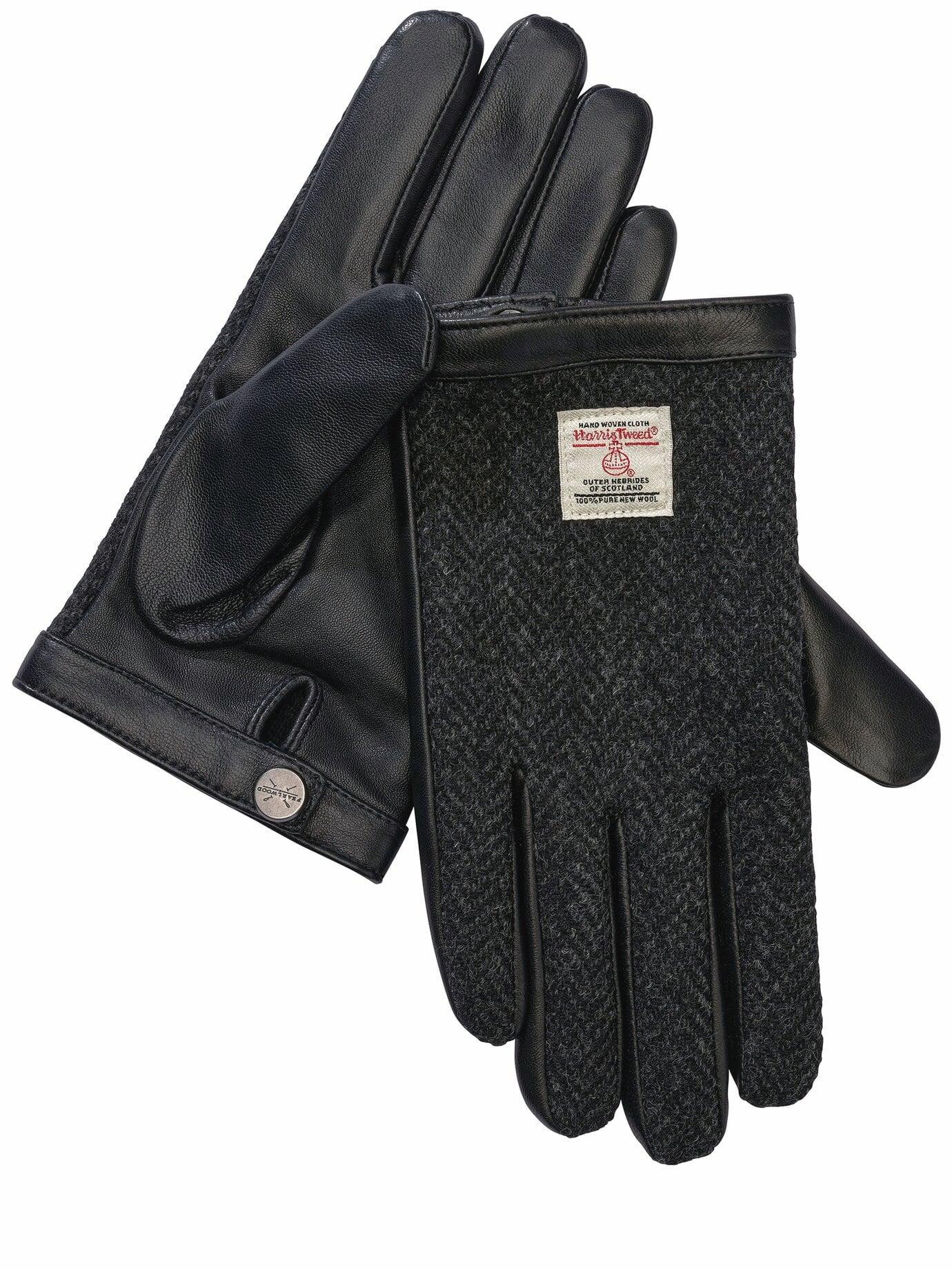 Pearlwood Herren Hebriden-Handschuh Schwarz Oberhand: 100 % Wolle (Harris Tweed)