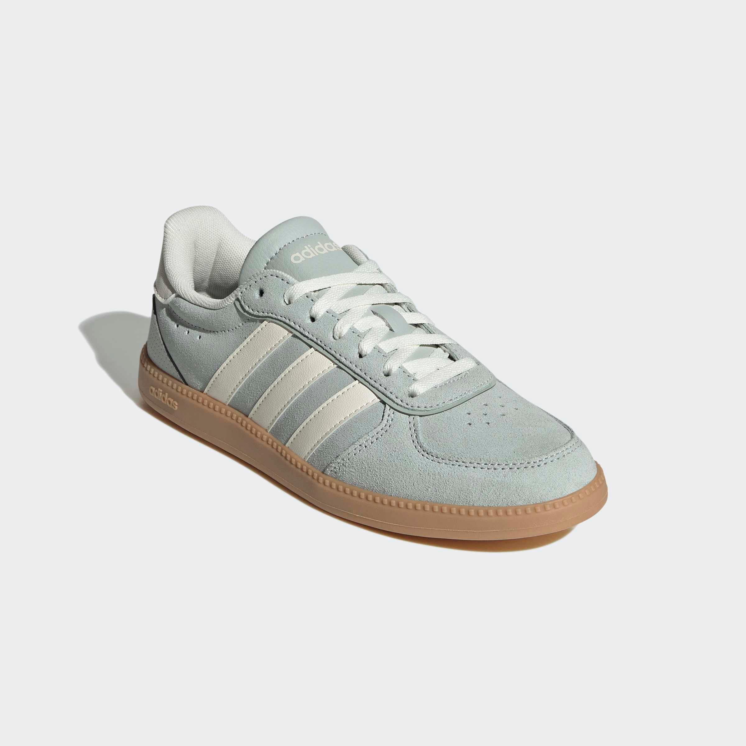 Sneaker ADIDAS SPORTSWEAR "BREAKNET SLEEK", Damen, Gr. 40,5, wonsil, oweiß, gum3, Leder, Synthetik, Schuhe Sneaker, inspiriert vom Design des adidas handball spezial