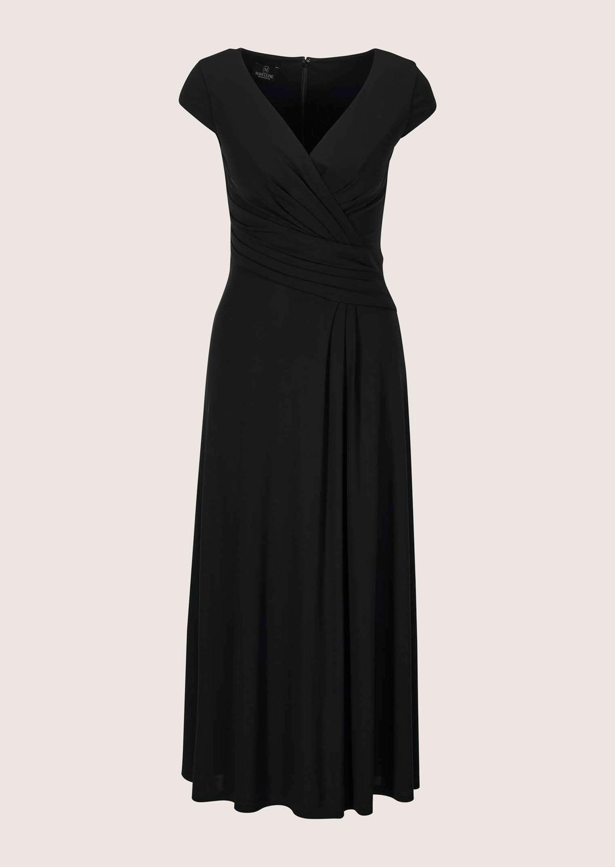 Wickelkleid MADELEINE "Abendkleid Maxikleid in Wickeloptik", Damen, Gr. 40, N-Gr, schwarz, Obermaterial: 96% Viskose CV. 4% Elasthan EL., Modern, figurbetont, V-Ausschnitt, Kleider Wickelkleid, Wickeloptik