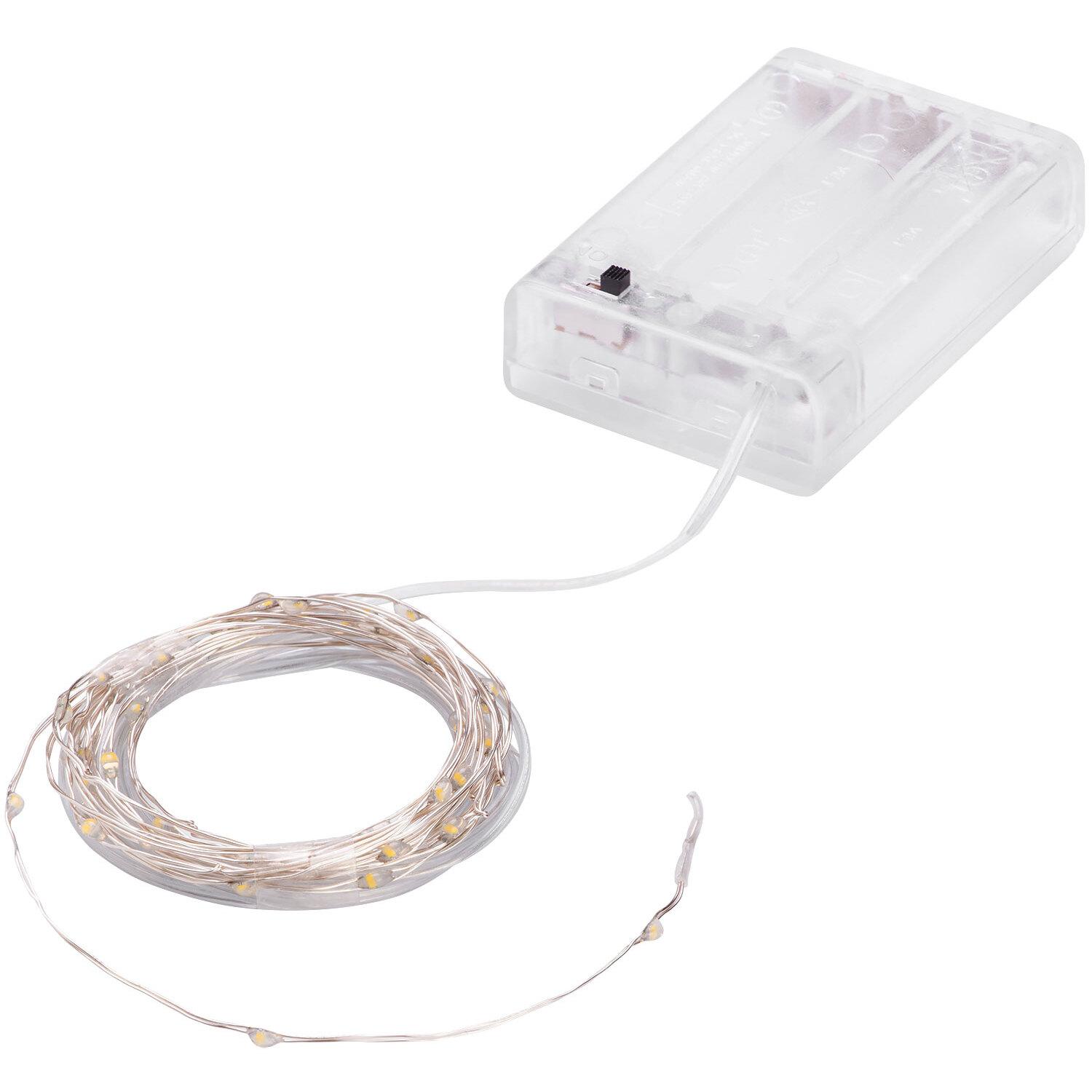 LED-Micro-Lichterkette mit Batteriekasten und Timer, 40 LEDs