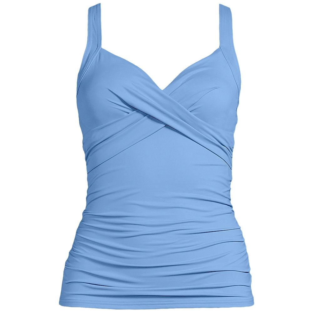 Tankinitop CHLORRESISTENT mit V-Ausschnitt für Damen in Plus-Größe, Damen, size: plus, Blau, Nylon-Mischung, by Lands' End