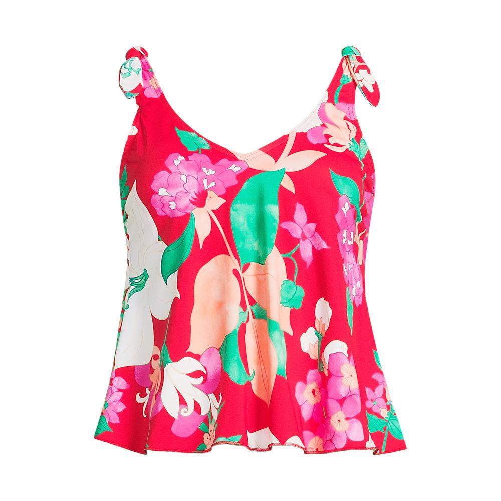 Tankini-Top mit geknoteten Trägern und Flattersaum für Damen, Damen, size: regular, Pink, Elasthan/Nylon-Mischung, by Lands' End