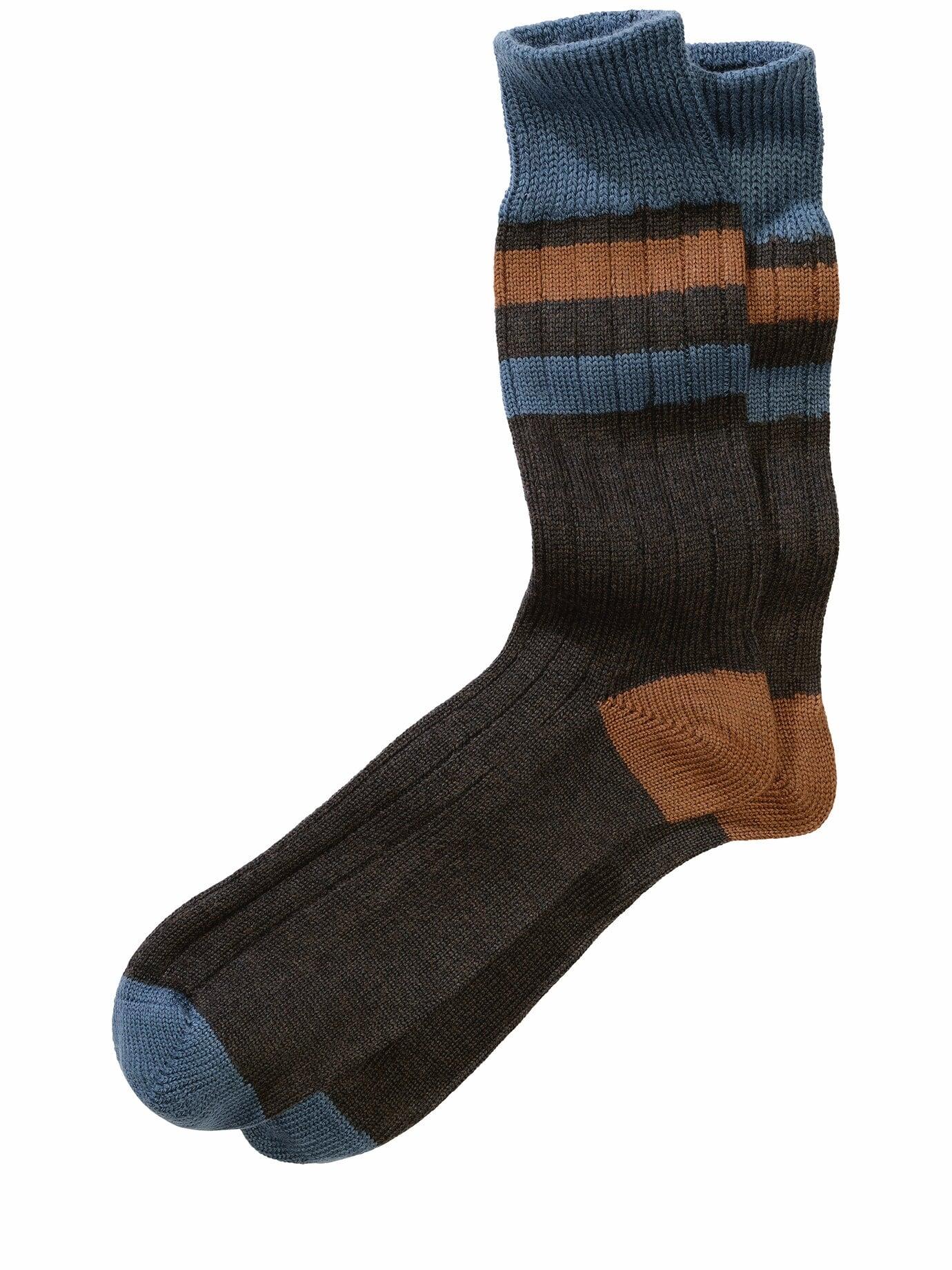 Corgi Herren Ringel & Ruhe-Socke Braun 80 % Wolle, 20 % Baumwolle