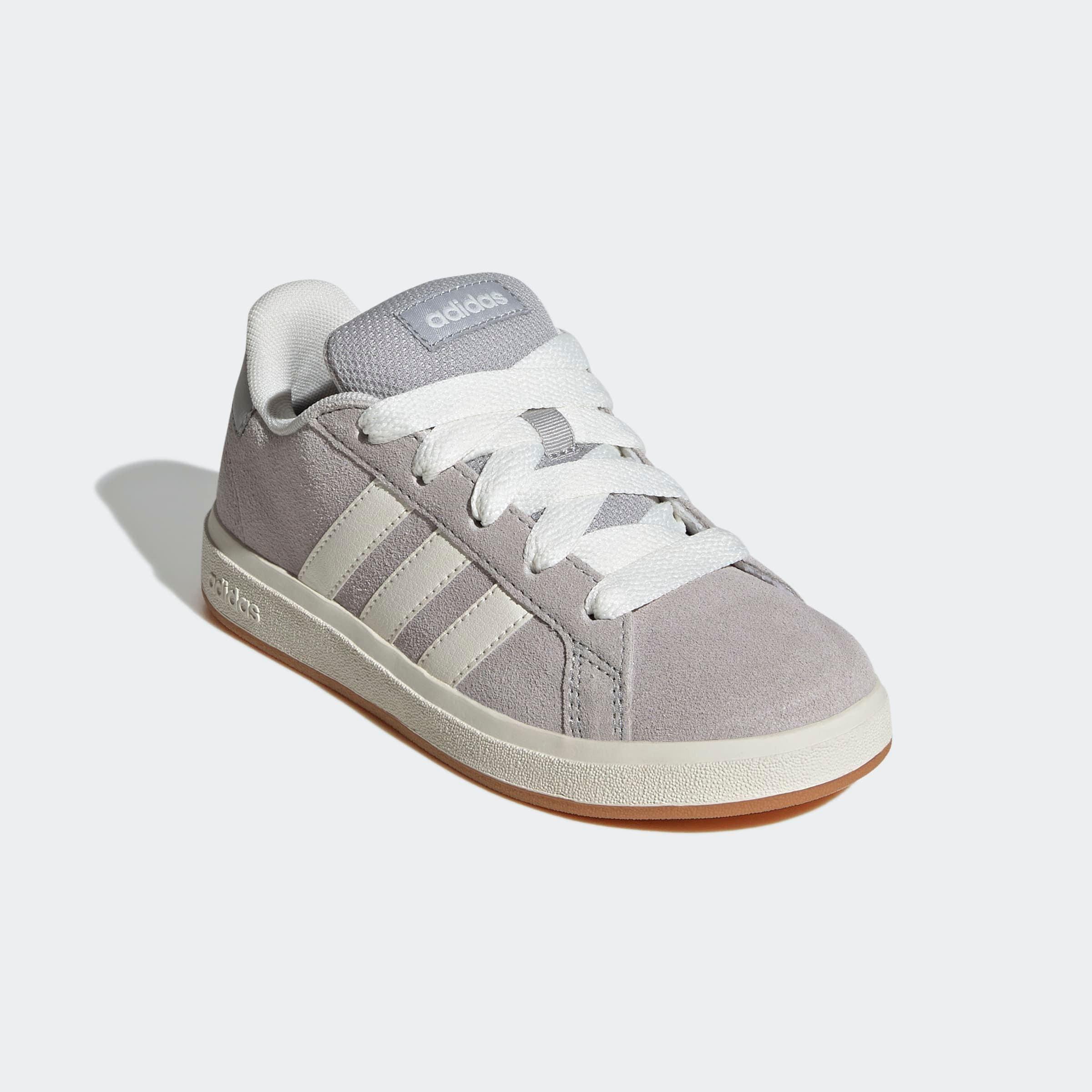 Sneaker ADIDAS SPORTSWEAR "GRAND COURT 00S", Mädchen, Gr. 40, grau (grau two, sanftes weiß, gum10), Leder, Synthetik, Schuhe Sneaker, Design auf den Spuren des adidas Campus 00