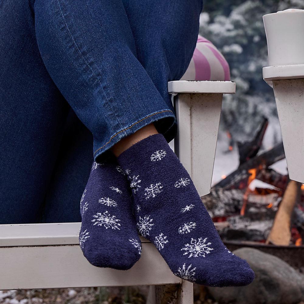 Flauschige Weihnachtssocken für Damen, Damen, size: regular, Blau, by Lands' End