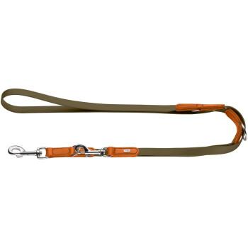 Dog Sport HUNTER verstellbare Hundeführleine wolmar biothane x leder khaki 1,9 cm