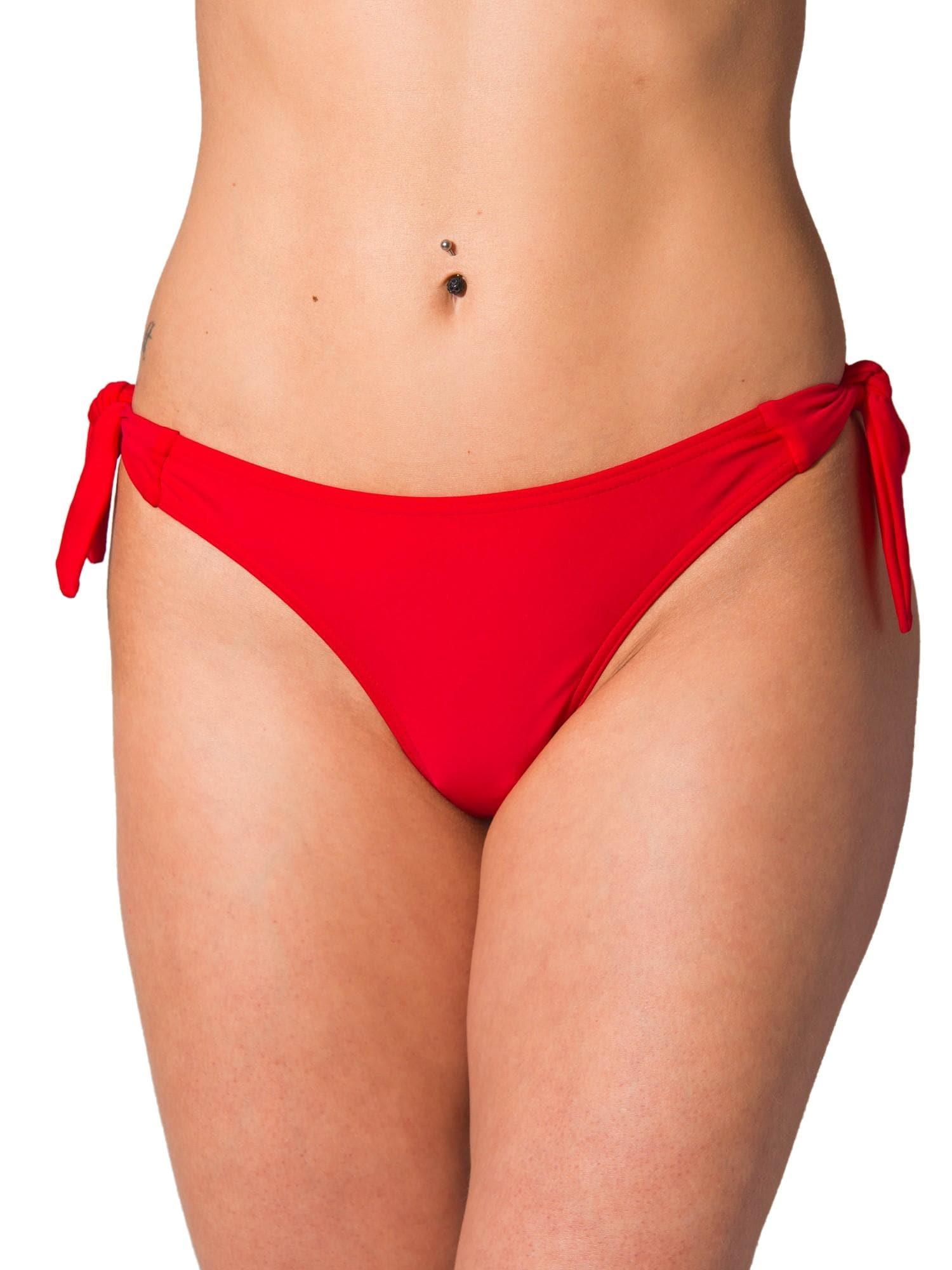Bikini-Hose AQUARTI "Bikinihose Aquarti Damen Tanga Bikinihose Seitlich Gebunden", Damen, Gr. 42, N-Gr, rot, Obermaterial: 80% Polyamid PA. 20% Elasthan EL., Badehosen Bikini-Hose