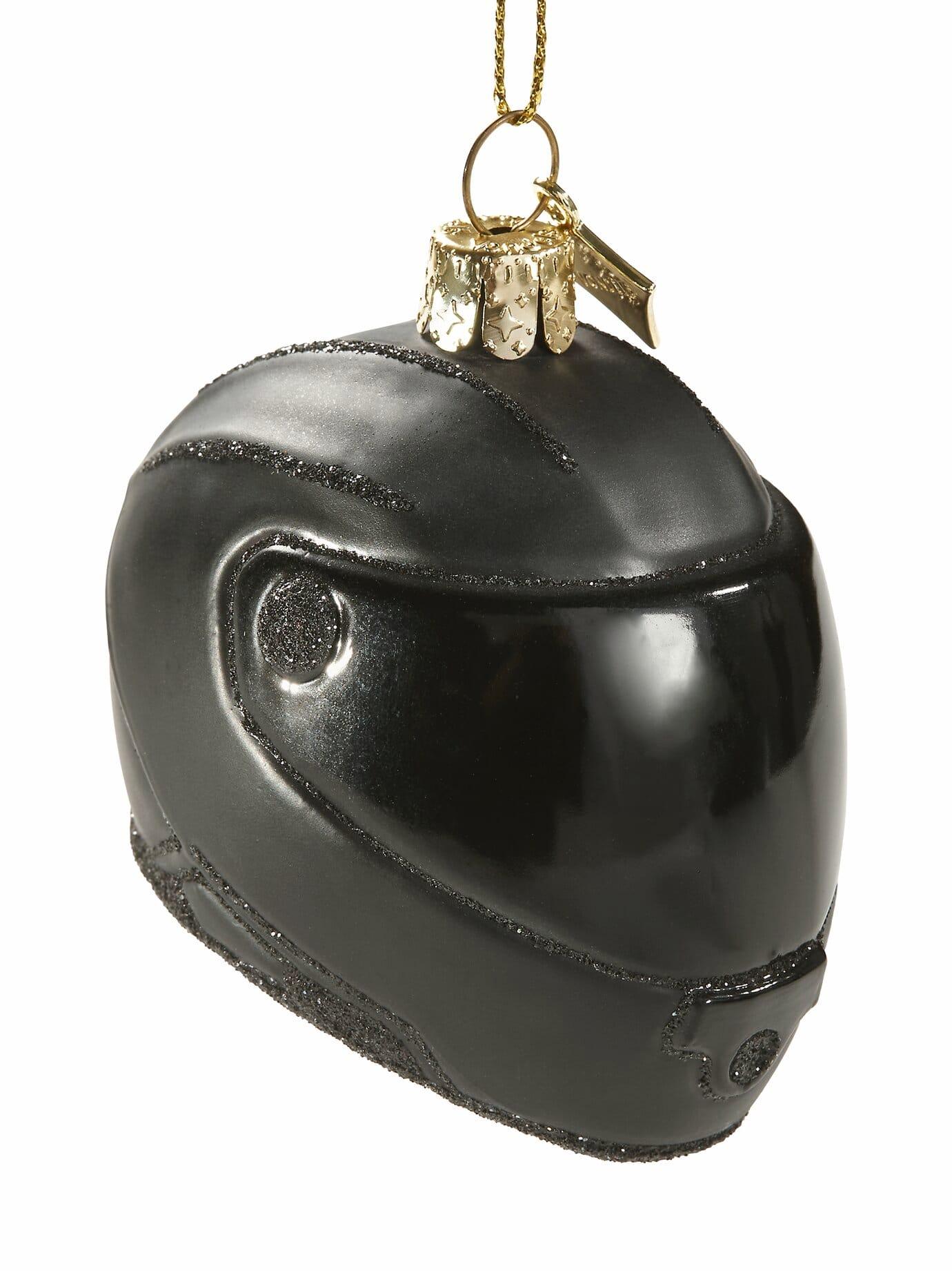 Vondels Herren Christbaum-Motorradhelm Schwarz Glas (mundgeblasen)
