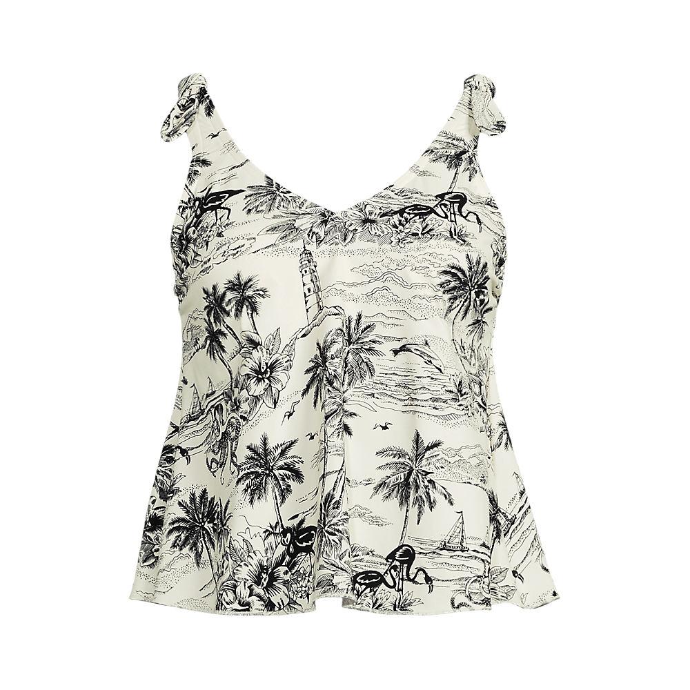 Tankini-Top mit geknoteten Trägern und Flattersaum für Damen in Plus-Größe, Damen, size: plus, Weiß, Elasthan/Nylon-Mischung, by Lands' End