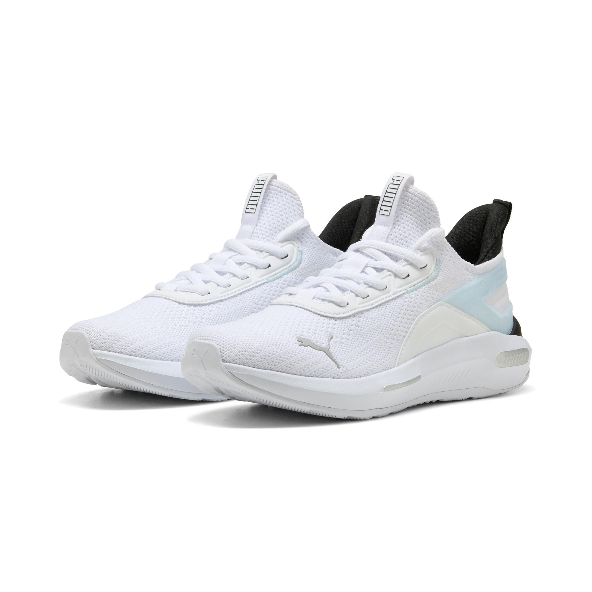 Slip-On Sneaker PUMA "SOFTRIDE ENZO 5 HYPE", Damen, Gr. 44, Textil, weiß (puma weiß, puma silber, puma schwarz), Schuhe, leicht profilierte Gummi-Laufsohle, nicht herausnehmbare Innensohle
