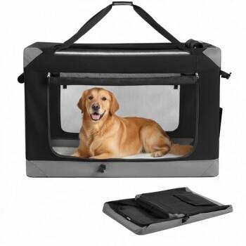 FEANDREA Hundebox faltbar, tragbar, Oxford-Gewebe, 4 Türen, mit Griffen und Seitenfach M-XXXL