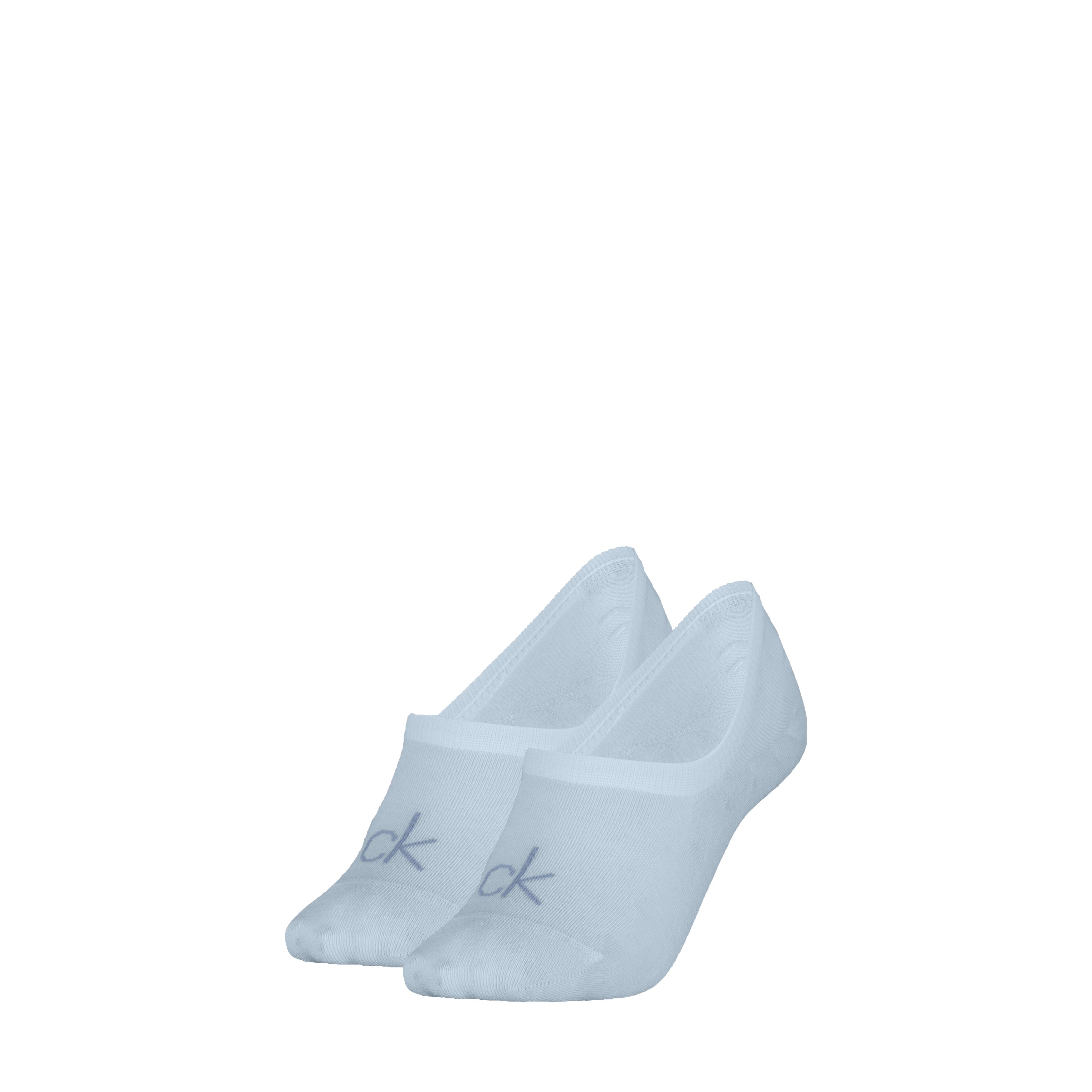 Füßlinge CALVIN KLEIN JEANS "CK WOMEN FOOTIE HIGH CUT", Damen, Gr. 39-42, Sockengröße, light blau, Baumwollmischung, Socken, Mit eingestricktem Logo vorn