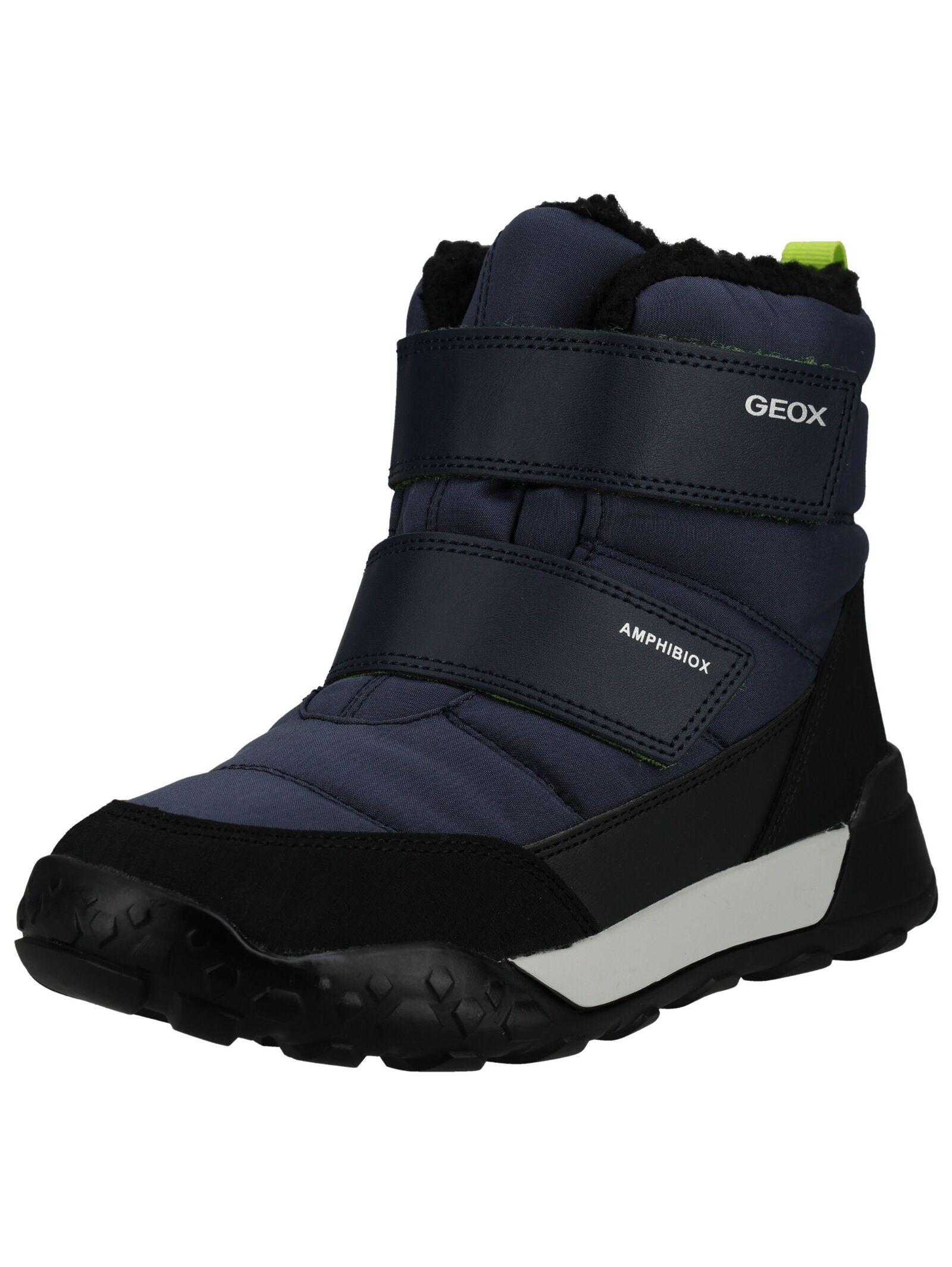 Stiefelette GEOX "Geox Stiefelette Lederimitat/Textil", Jungen, Gr. 34, Textil, blau (navy), Lederimitat, Textil, Schuhe Stiefelette