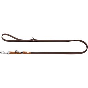 Dog Sport HUNTER stufenlos verstellbare Hundeführleine wolmar biothane x leder braun 1,9 cm